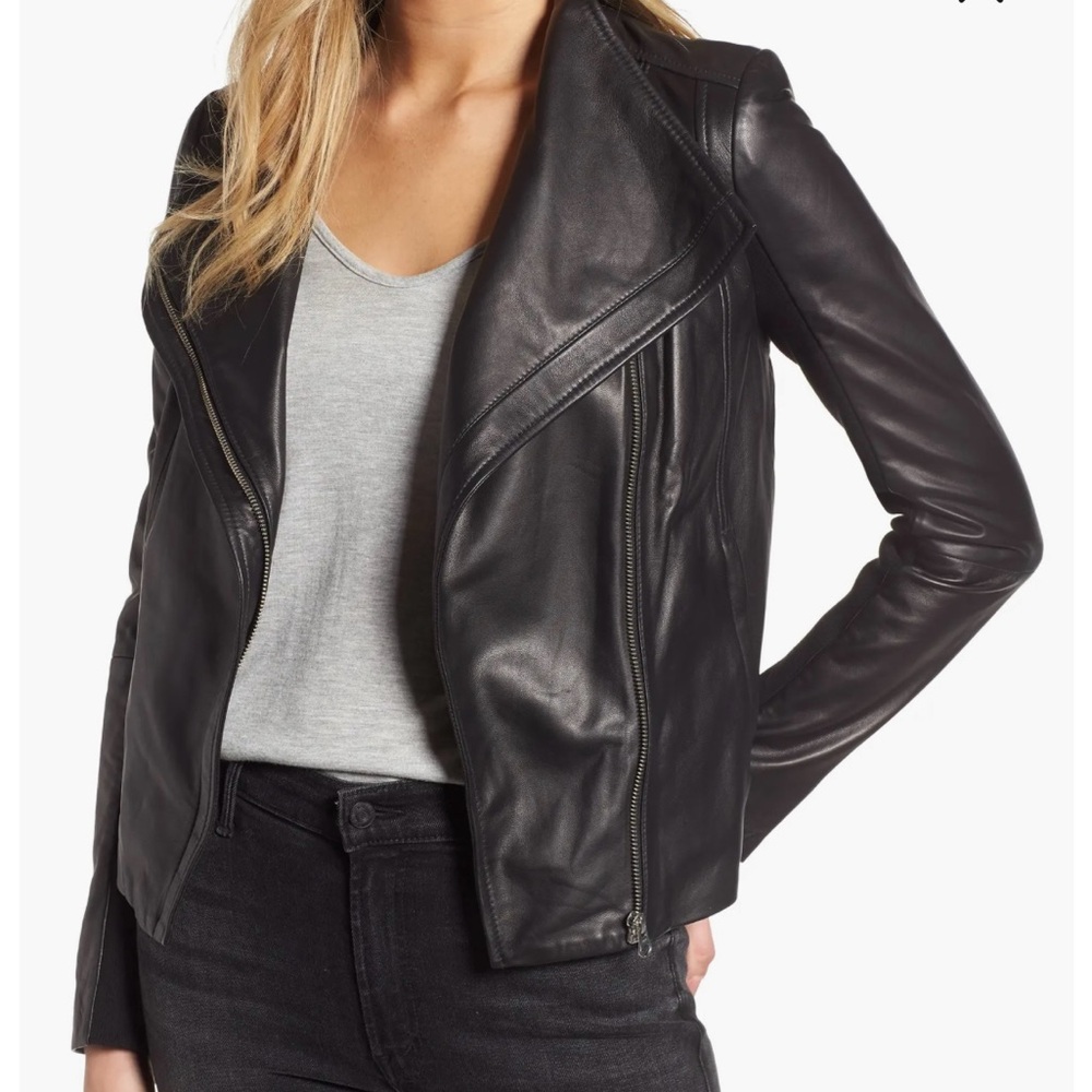 Chelsea28 Genuine Black Leather Moto Jacket